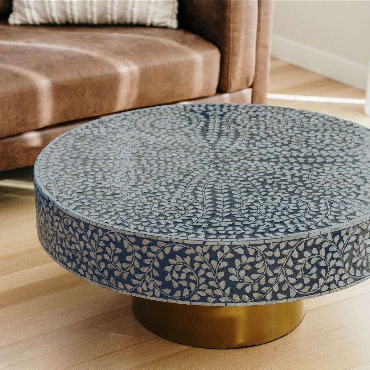 Amelia Mother of Pearl Inlay Coffee Table - Blue