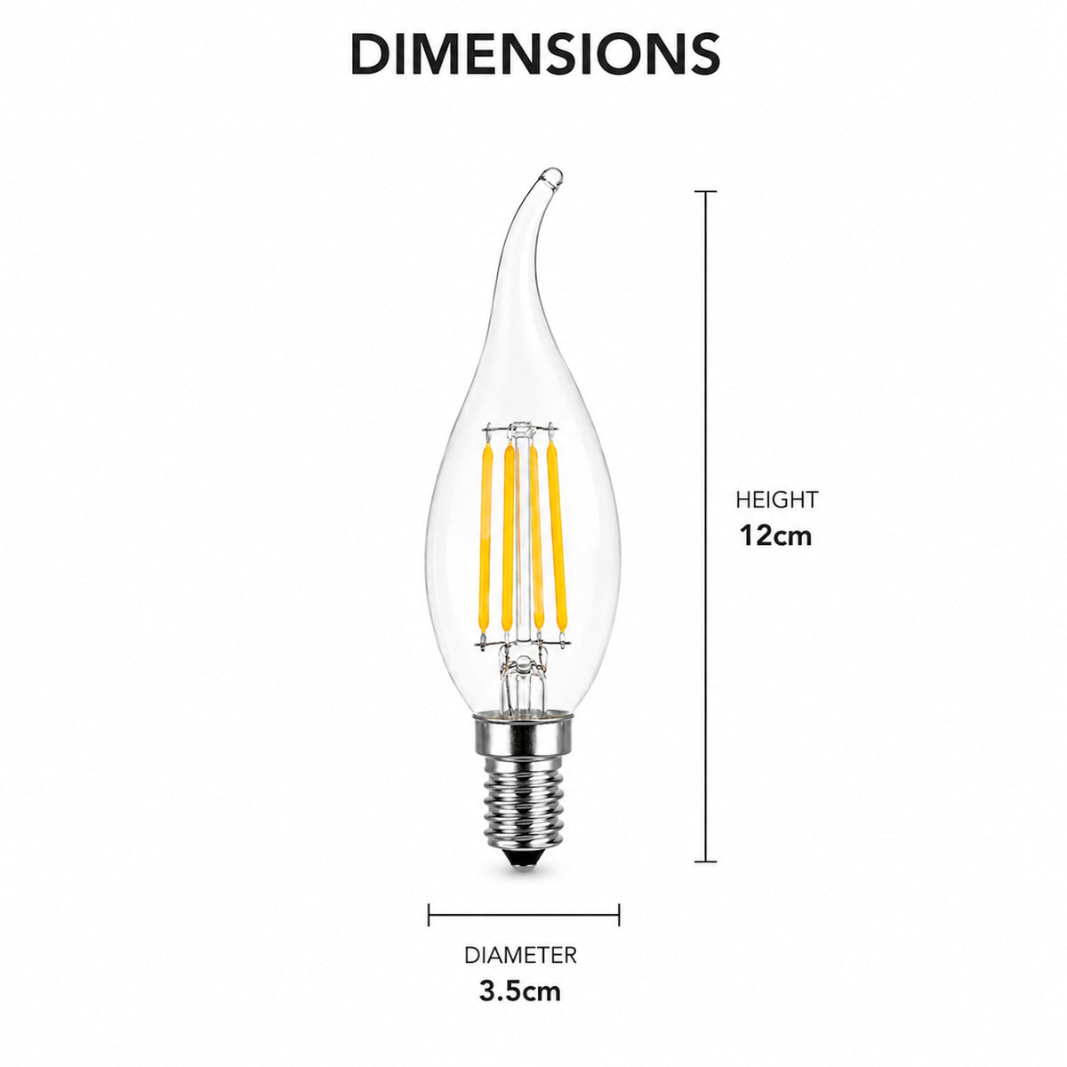 LED E14 Flame Tip Bulb Chandelier Candle Globes - 4w Warm White