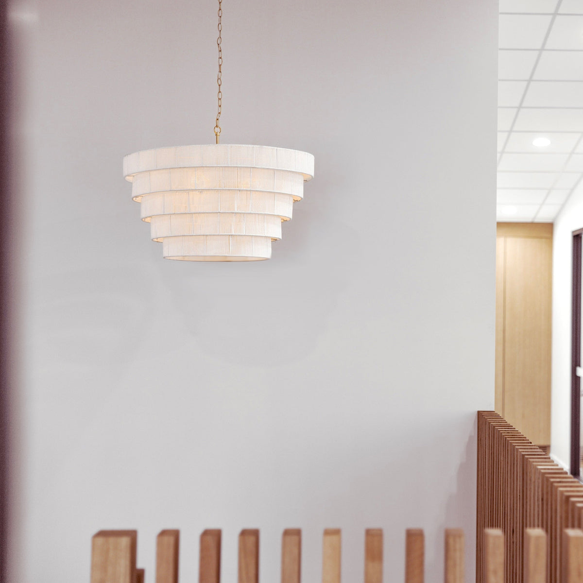 Avalon Five Tiered Rope Chandelier - White/Gold