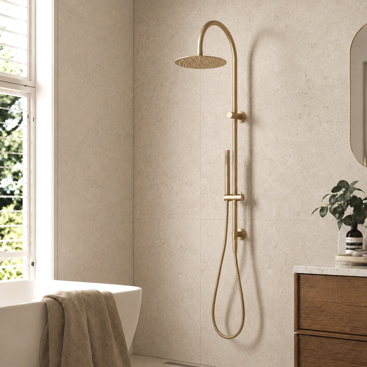 Reno Combination Shower - Brushed Brass