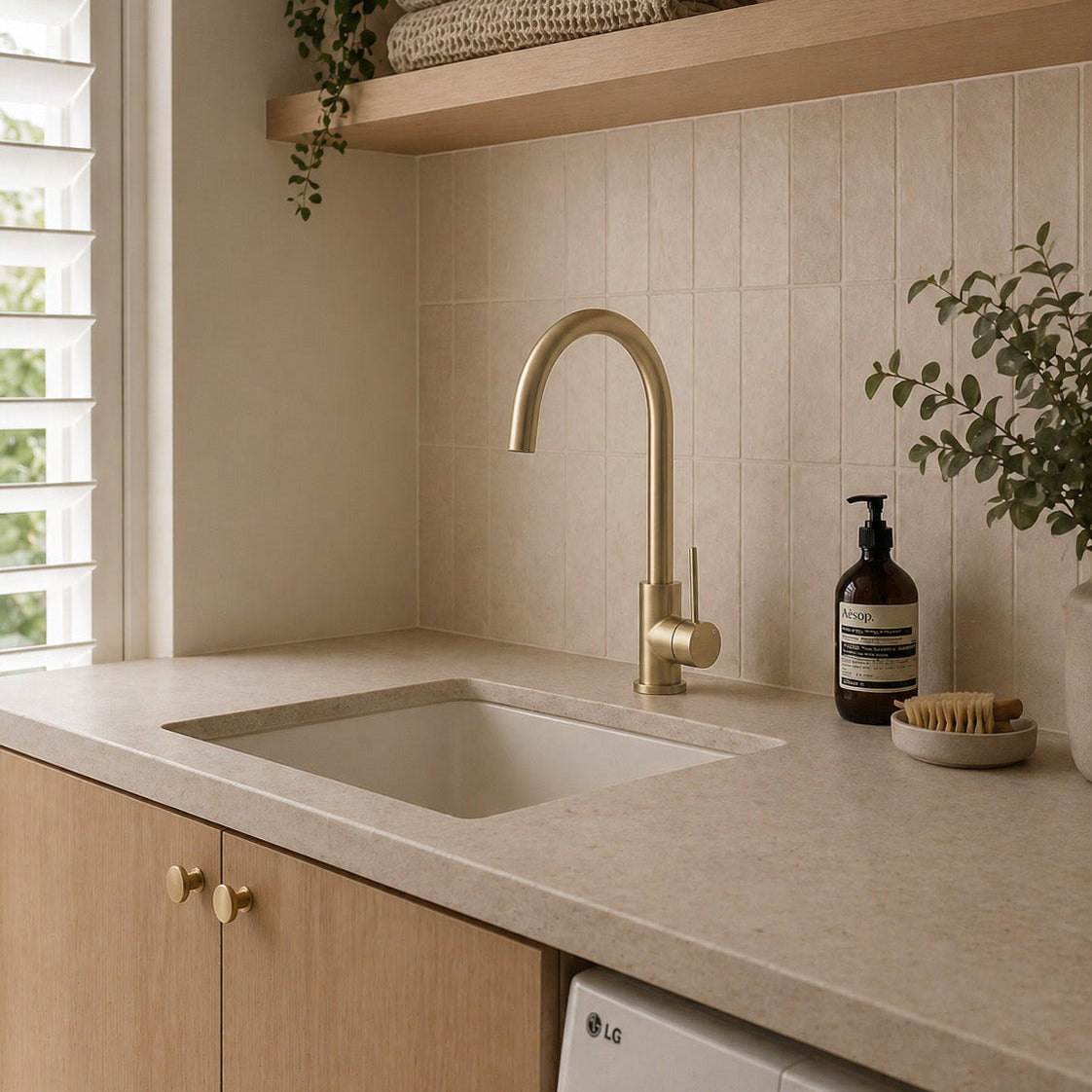 Reno Kitchen Mixer - Brushed Brass