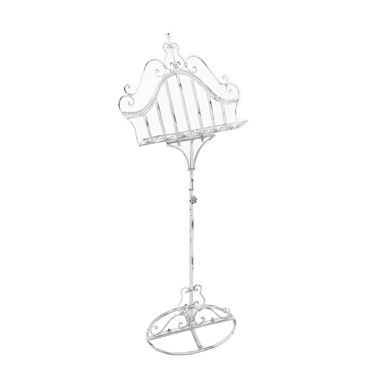 Ornate Metal Music, Book or Menu Stand - Shabby Chic White