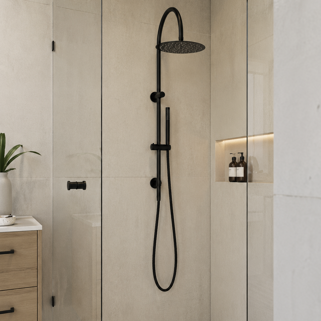 Reno Combination Shower - Matt Black
