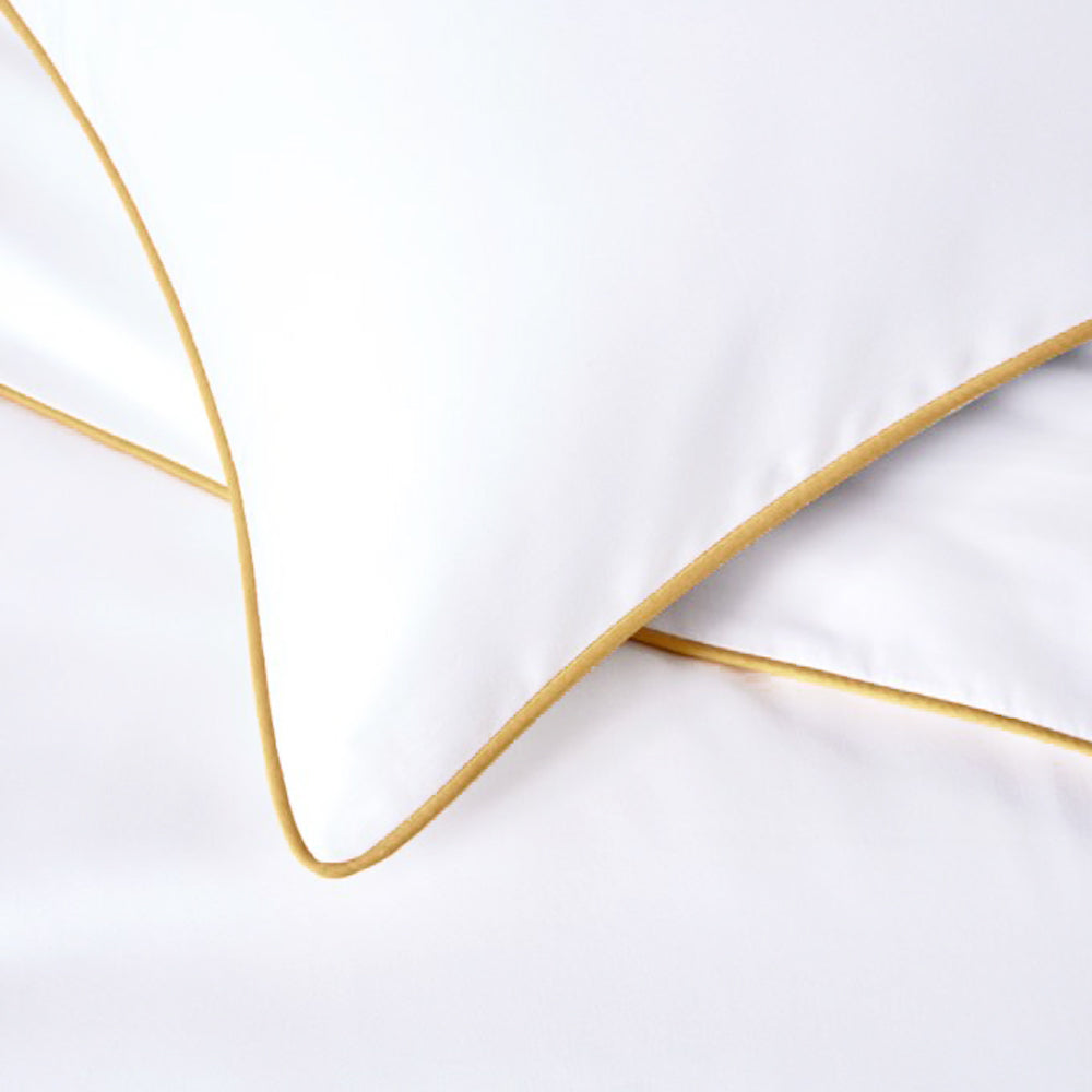 Plaza Collection White Quilt Cover Set - Gold Piping