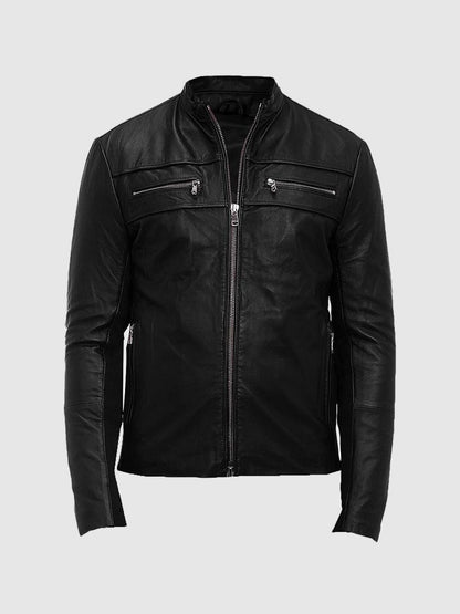 Black Edge Men's Leather Biker Jacket