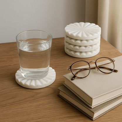Scalloped Marble Coaster Set