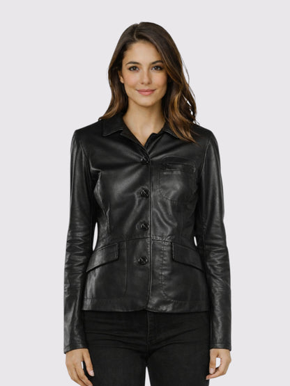 Blackridge Women's Button Leather Coat