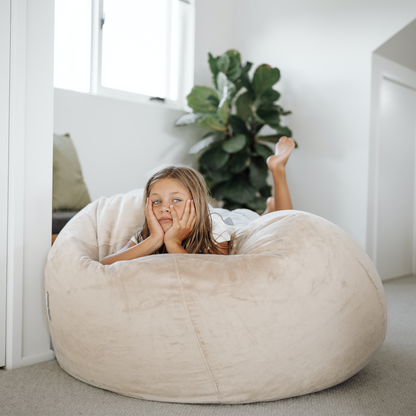 Pierre Fur Bean Bag - Champagne Latte
