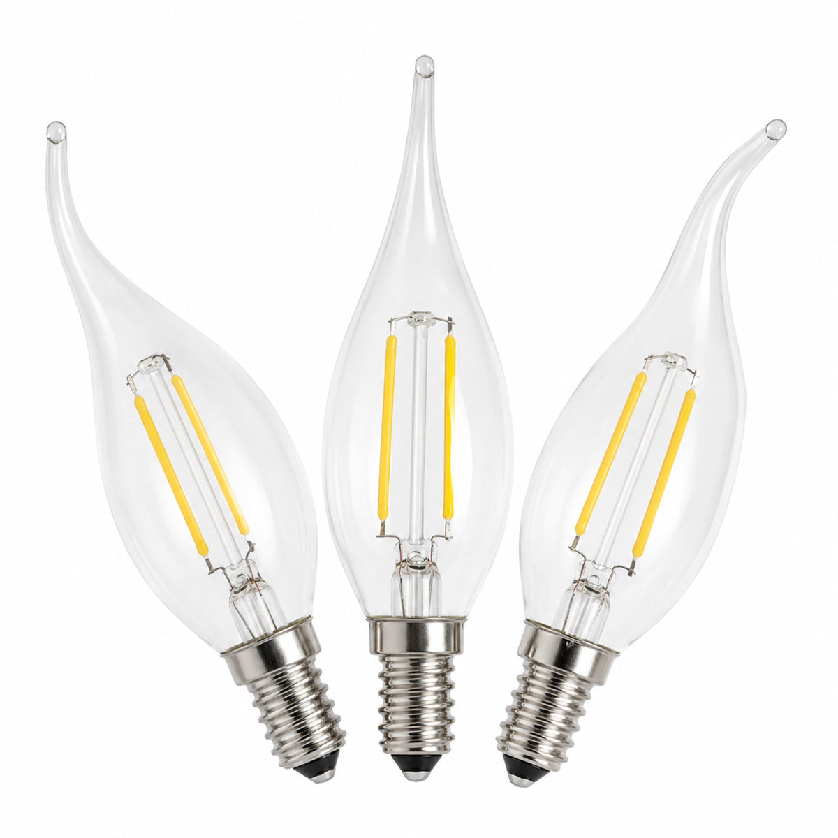 LED E14 Flame Tip Bulb Chandelier Candle Globes - 2w Cool White