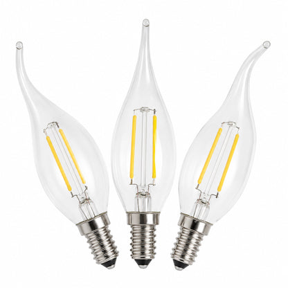 LED E14 Flame Tip Bulb Chandelier Candle Globes - 2w Cool White