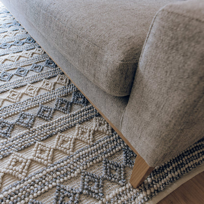 Ellie Handwoven Floor Rug in Blue & Natural Tones