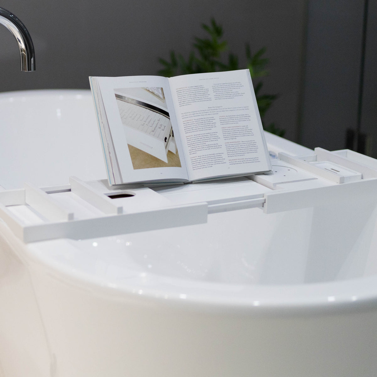 Serenity Bamboo Bath Caddy - White