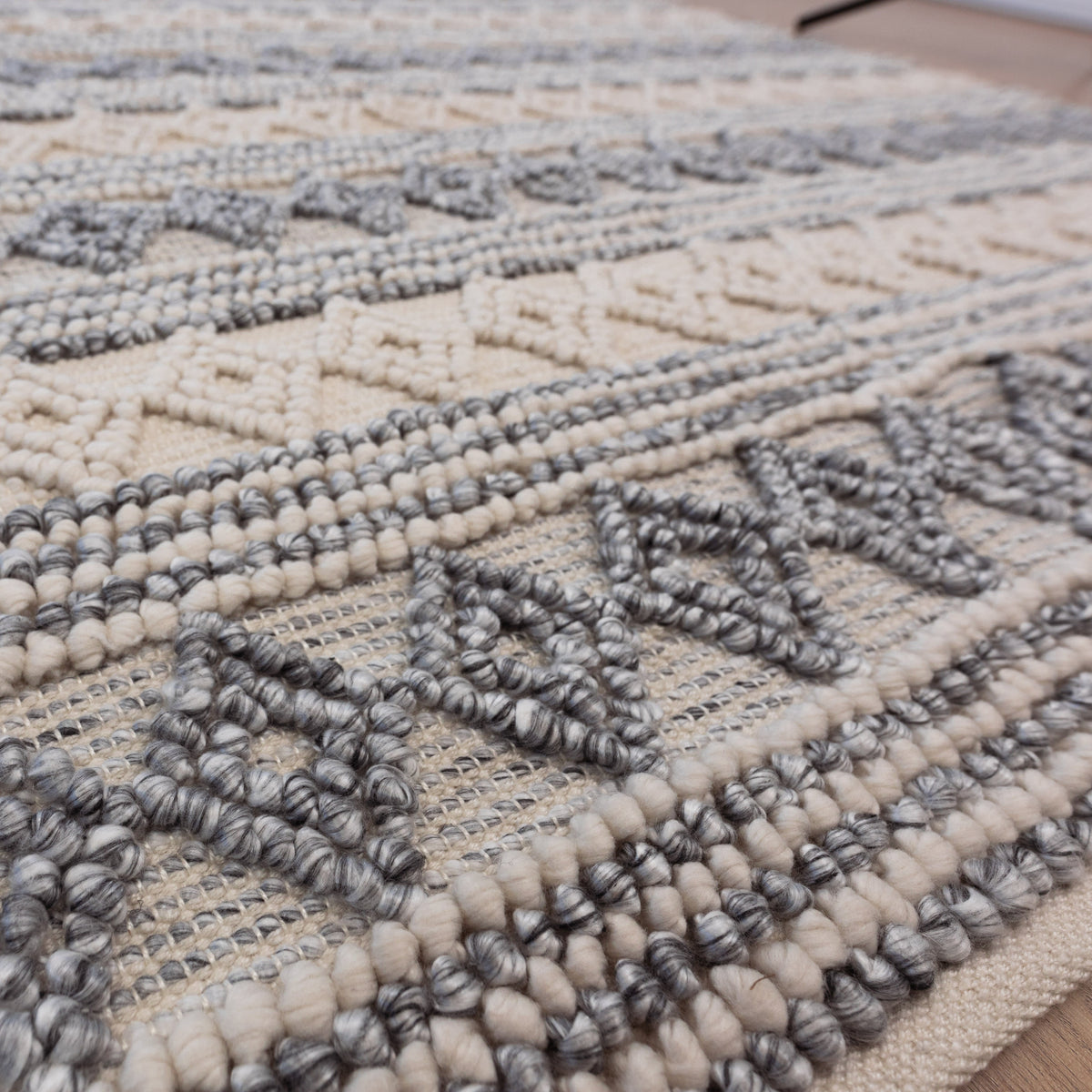 Ellie Handwoven Floor Rug in Blue & Natural Tones