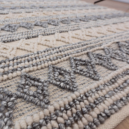 Ellie Handwoven Floor Rug in Blue & Natural Tones