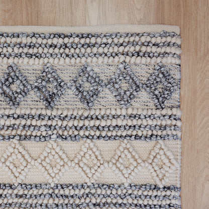 Ellie Handwoven Floor Rug in Blue & Natural Tones