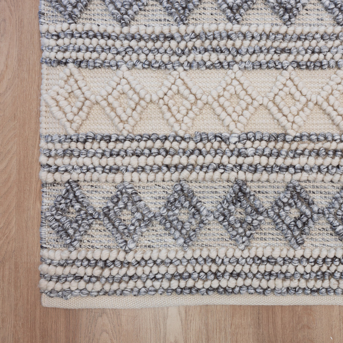 Ellie Handwoven Floor Rug in Blue & Natural Tones