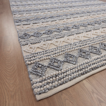 Ellie Handwoven Floor Rug in Blue & Natural Tones
