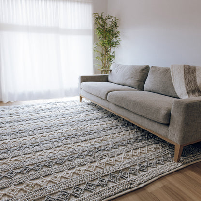 Ellie Handwoven Floor Rug in Blue & Natural Tones