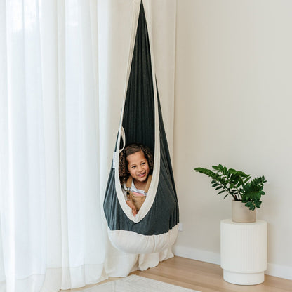Therapy Swing Pod Cosy Cocoon - Charcoal with Natural White Trim