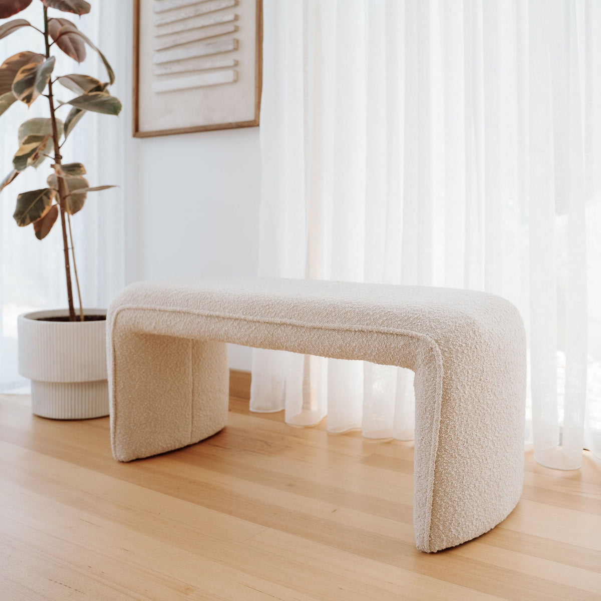Denver Boucle Bench Seat - Champagne