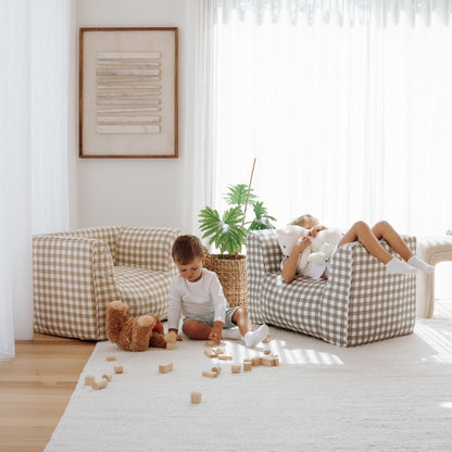 DreamPod® Kids Beanbag Chair - Grey Gingham