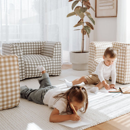 DreamPod® Kids Beanbag Chair - Grey Gingham