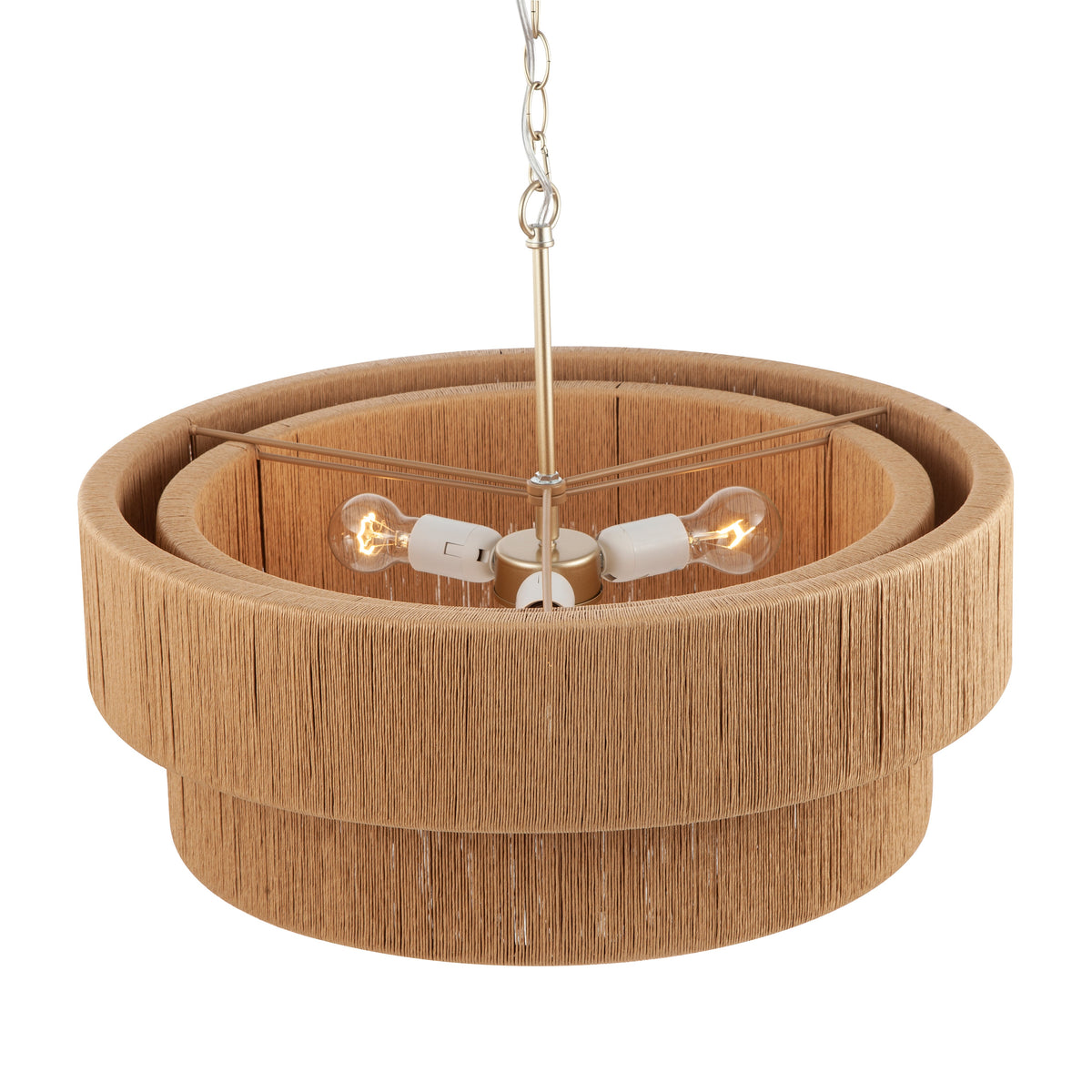 Sorrento Double Tiered Rope Chandelier - Natural/Gold