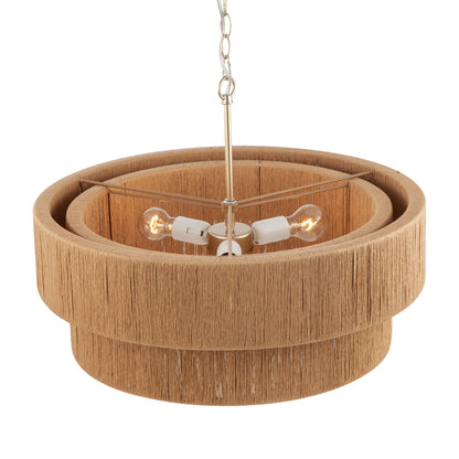 Sorrento Double Tiered Rope Chandelier - Natural/Gold