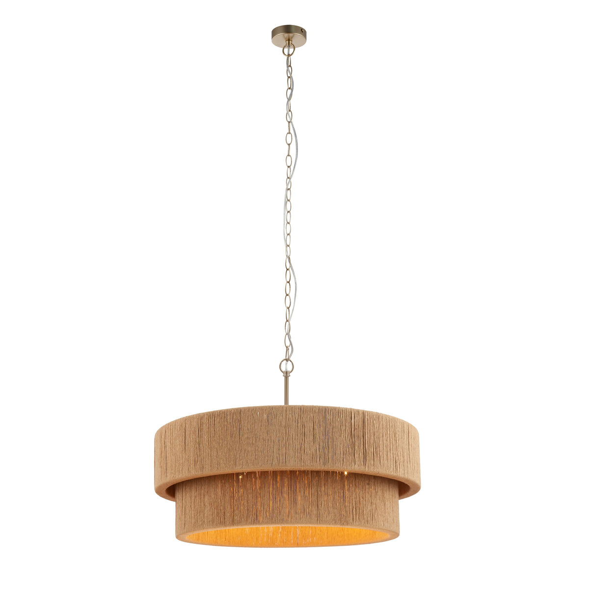 Sorrento Double Tiered Rope Chandelier - Natural/Gold