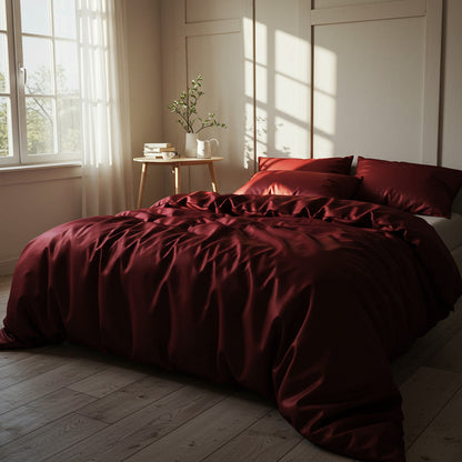 Satin Quilt Cover - Wine Red