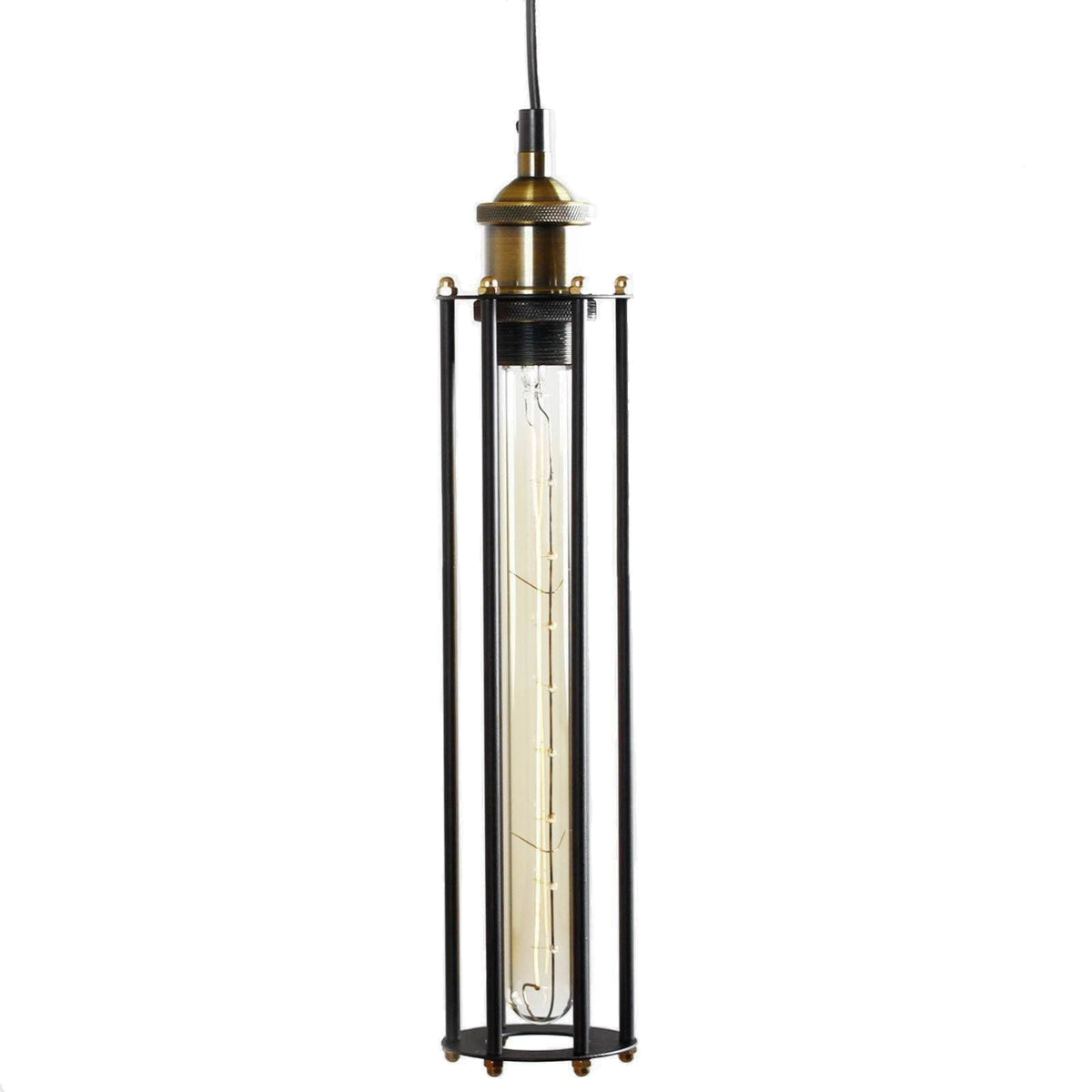 Toorak Industrial Pendant Light - Black and Brass