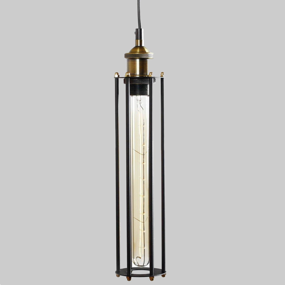 Toorak Industrial Pendant Light - Black and Brass