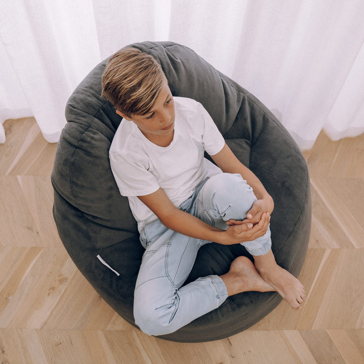 Lounger Plush Fur Bean Bag Chair Cover - Charcoal