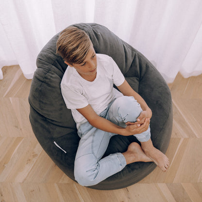 Lounger Plush Fur Bean Bag Chair Cover - Charcoal