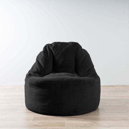 Lounger Plush Fur Bean Bag Chair Cover - Black
