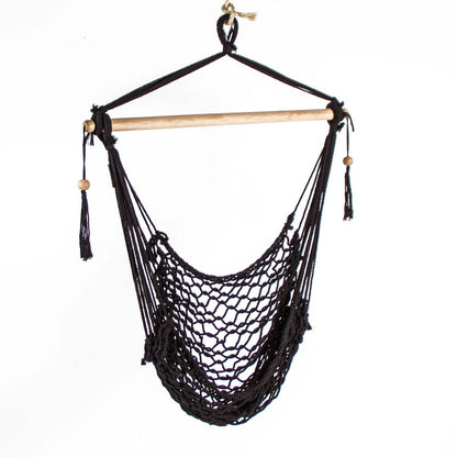 Salvador Macrame Hanging Hammock Chair - Black
