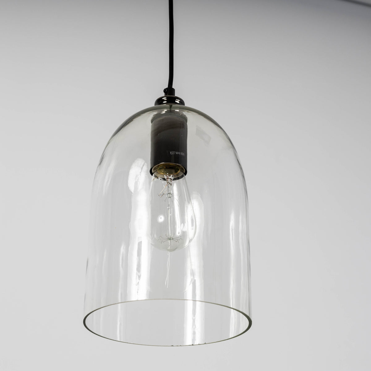 Willow Dome Glass Pendant Light - Pearl Black