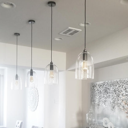 Willow Dome Glass Pendant Light - Pearl Black