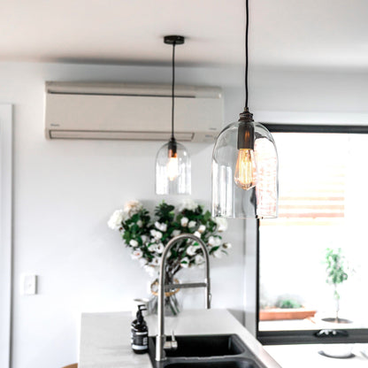 Willow Dome Glass Pendant Light - Pearl Black