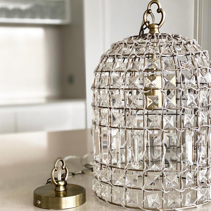 Whitney Dome Glass Crystal Chandelier - Brass