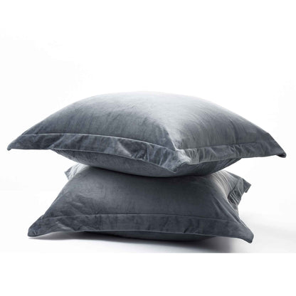 Fur Velvet European Pillowcase Set - Charcoal