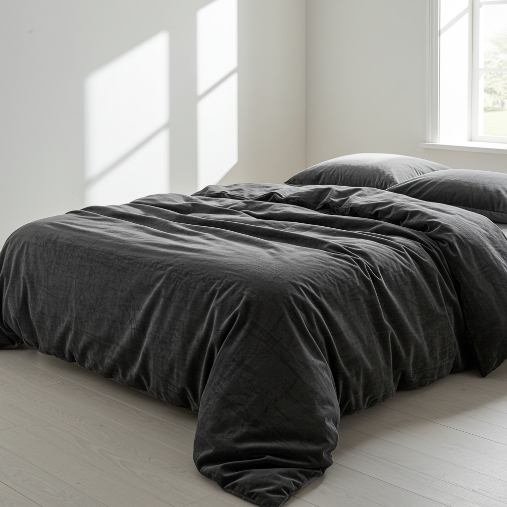 Fur Velvet Quilt Cover - Charcoal