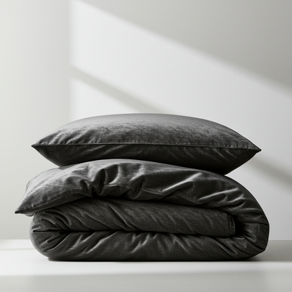 Fur Velvet Quilt Cover - Charcoal