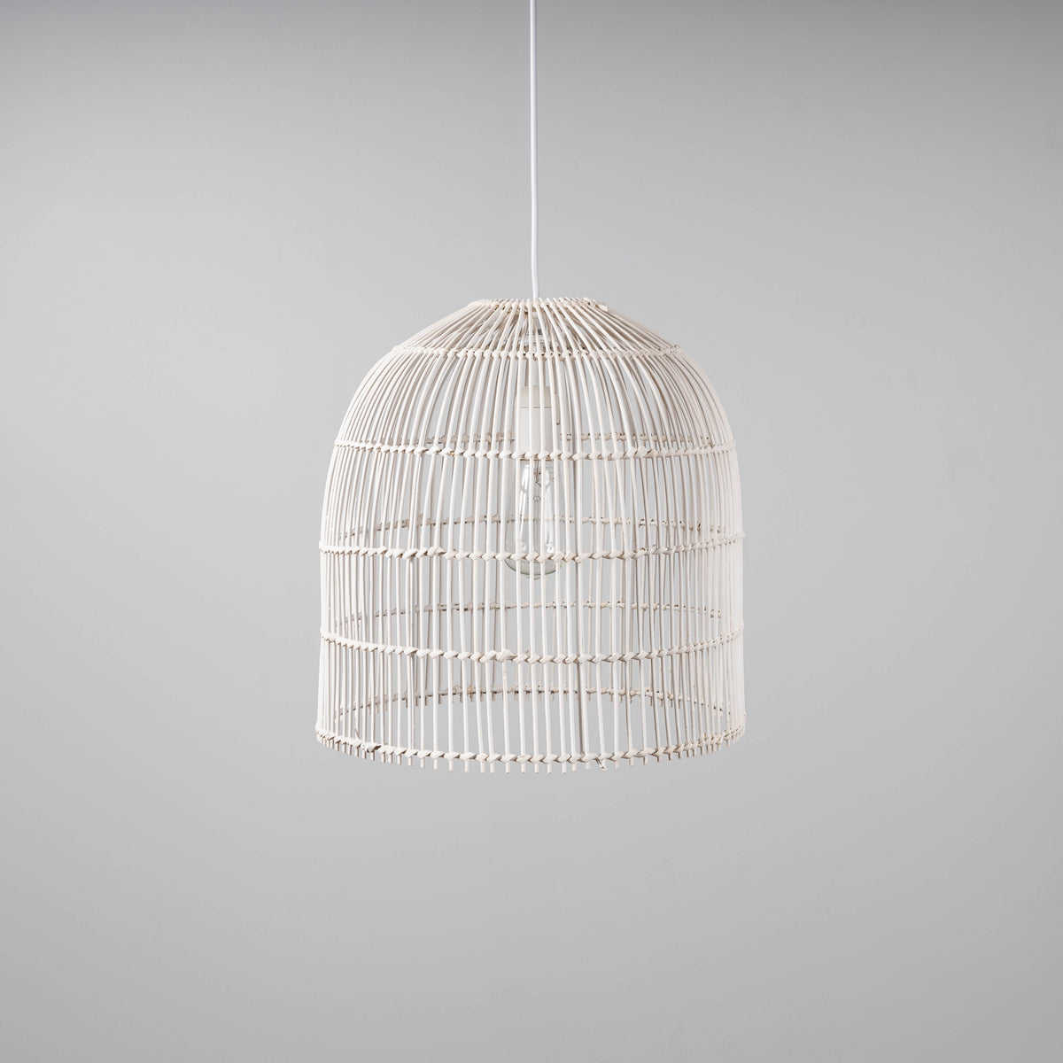 Siena Rattan Cane Pendant Light - Whitewash