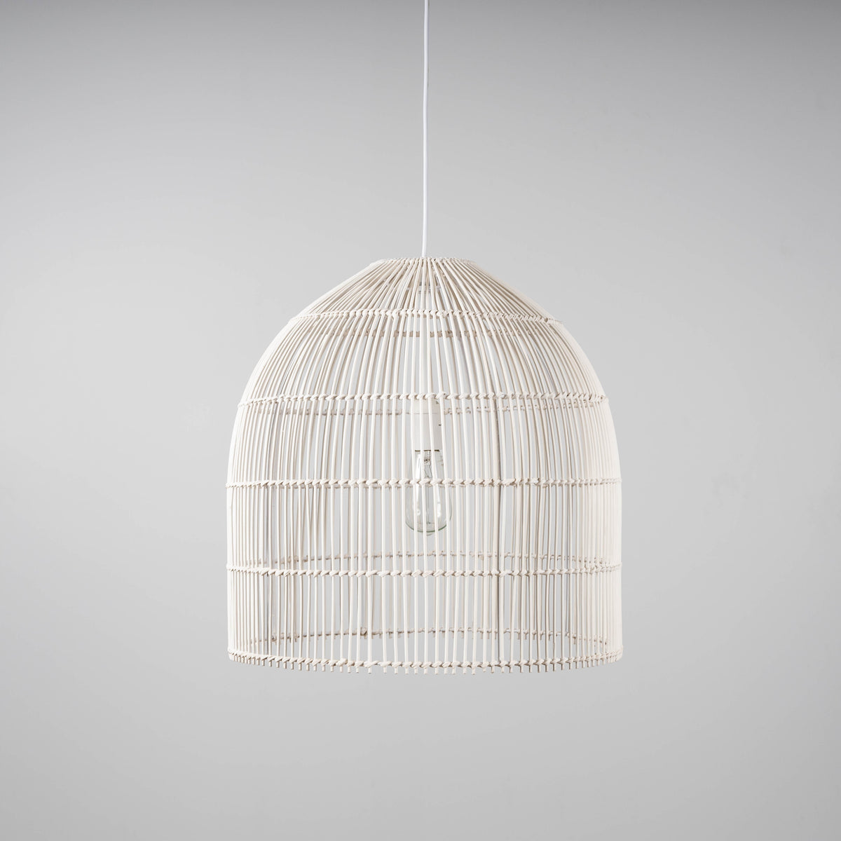 Siena Rattan Cane Pendant Light - Whitewash