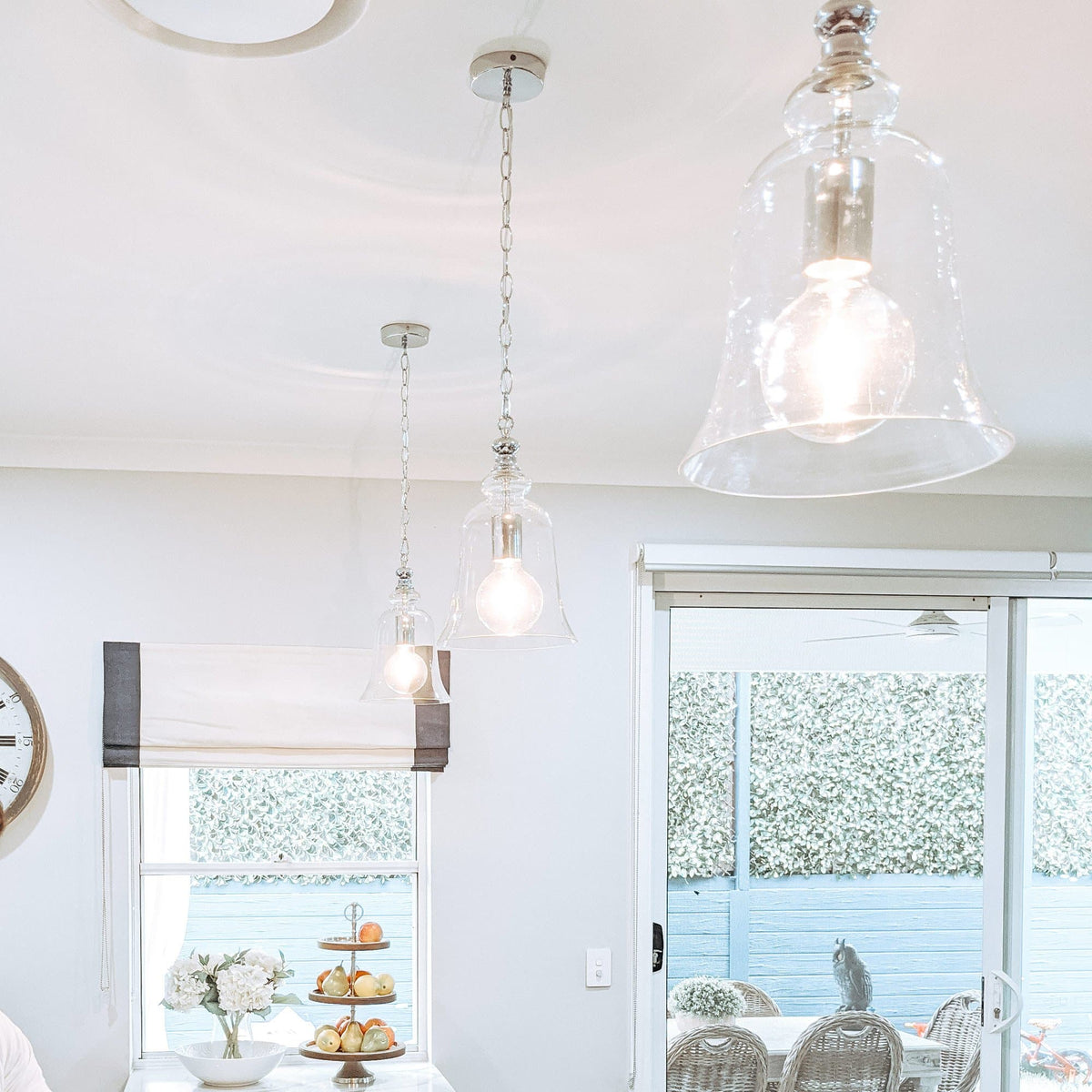 Gracie Glass Bell Shape Pendant Light - Polished Chrome