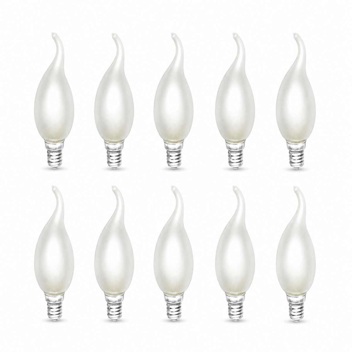 E14 Flame Tip Fancy Chandelier Candle Globes - Pack of 10 Frosted