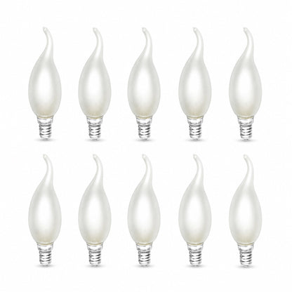 E14 Flame Tip Fancy Chandelier Candle Globes - Pack of 10 Frosted