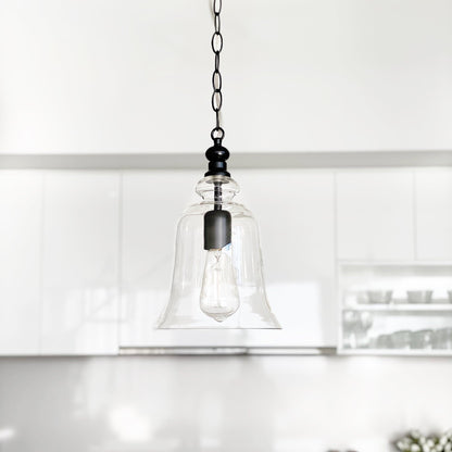 Gracie Glass Bell Shape Pendant Light - Black