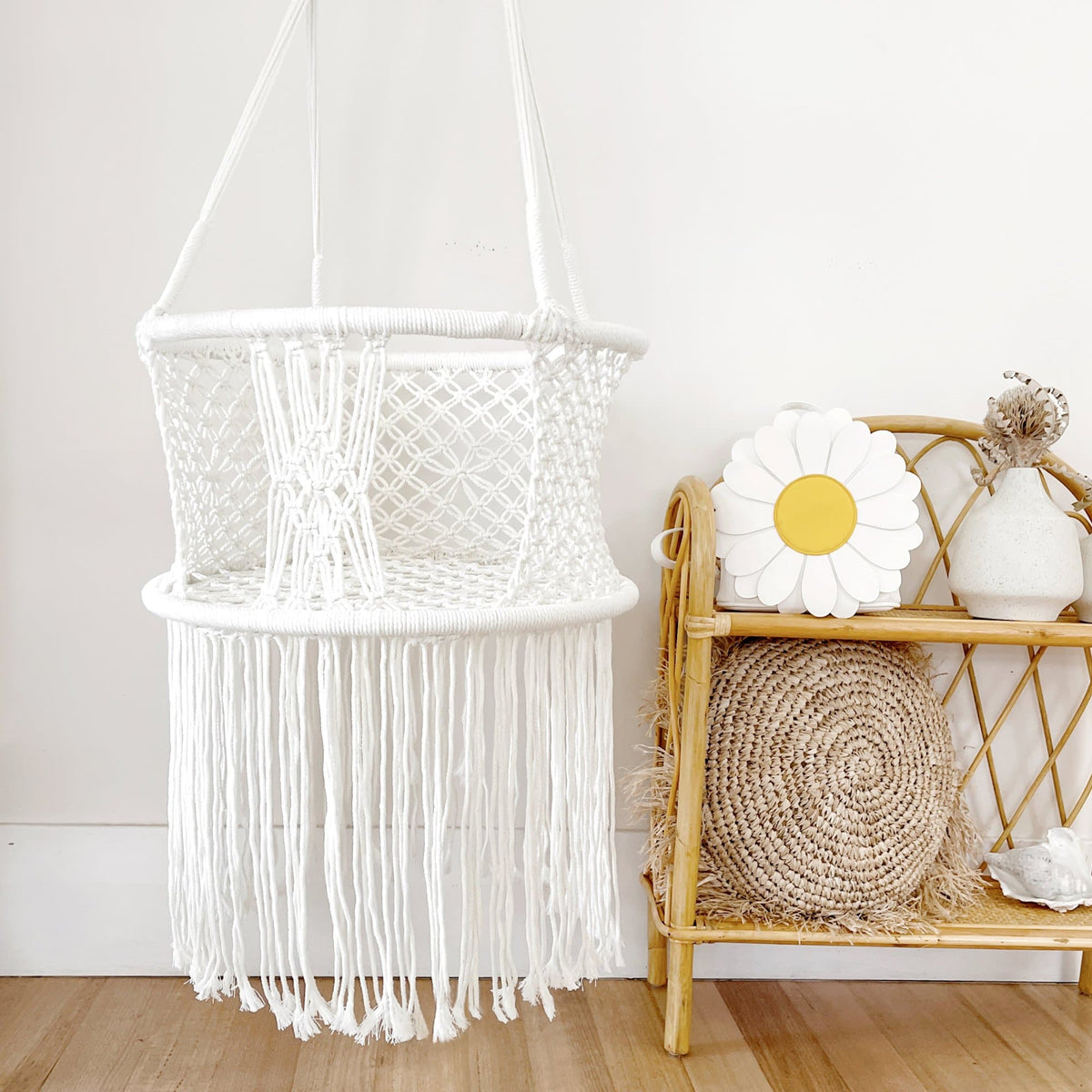 Baby Swing Chair Macrame Hanging Hammock - Cream